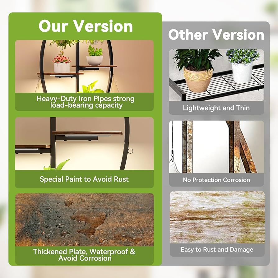 sakaeplant⭐︎ Amazon.com: Zekoled Plant Stand Indoor with Grow Lights